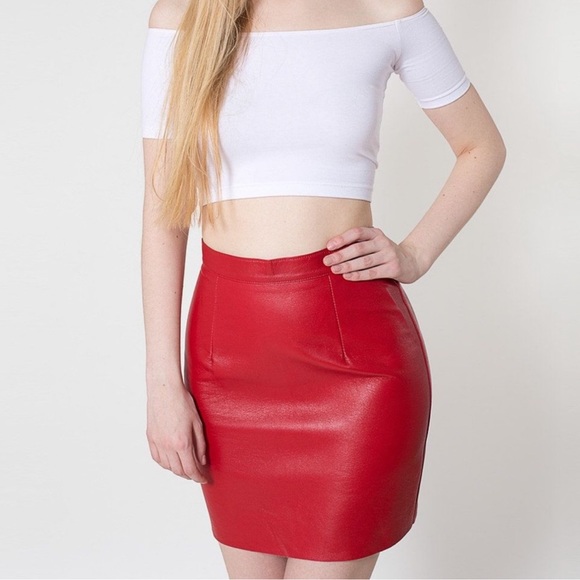 American Apparel red leather skirt - Picture 1 of 5